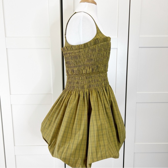 Rebecca Taylor Green Mini Plaid Smocked Dress 10 Bubble Hem - Picture 3 of 6